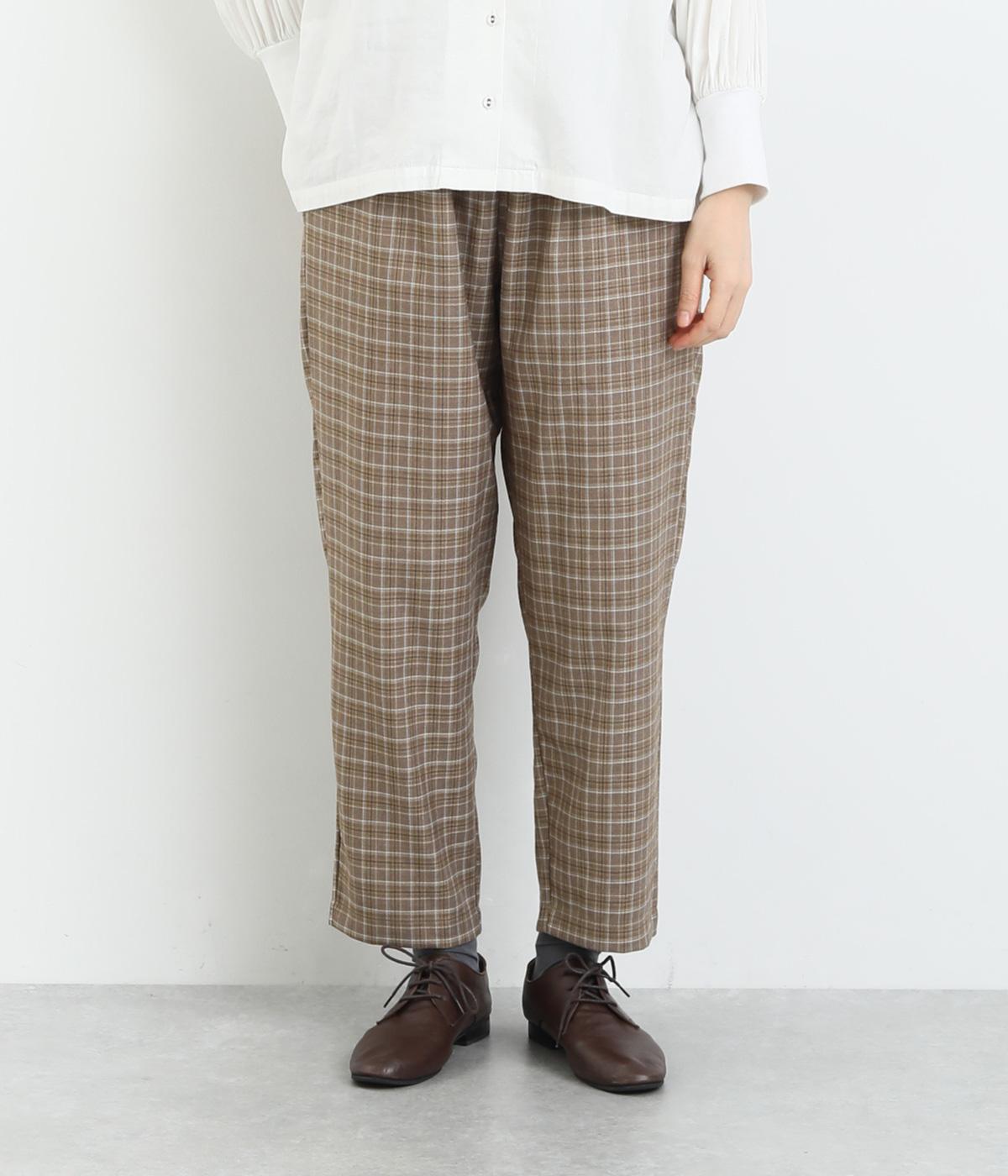 チェックテーパードパンツ(ベージュ-F)