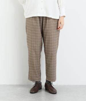 チェックテーパードパンツ(ベージュ-F)