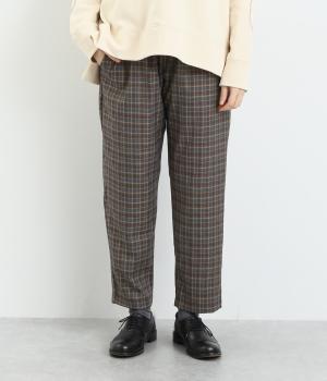 チェックテーパードパンツ(グレイ×ブラウン-F)