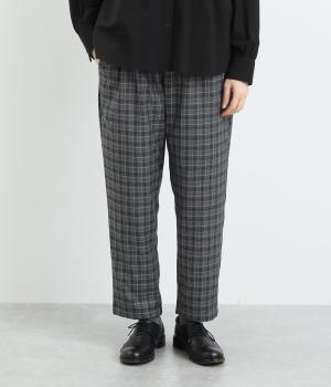 チェックテーパードパンツ(グレイ-F)