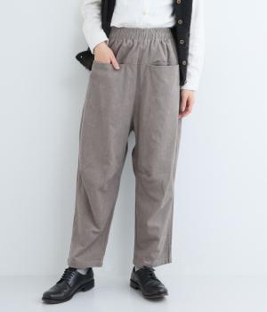 コットンコール天切替ポケットコクーンパンツ(グレージュ-F)