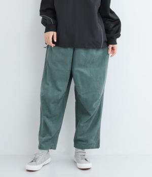 コットンコール天切替ポケットコクーンパンツ(グリーン-F)