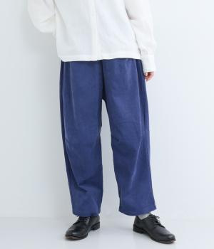 コットンコール天切替ポケットコクーンパンツ(ネイビー-F)