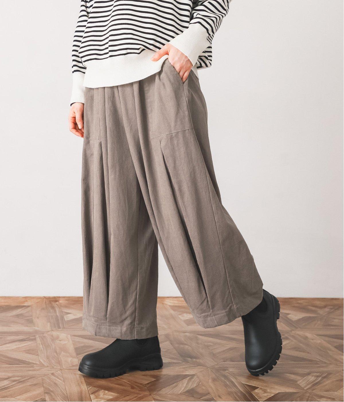コットンタックワイドベイカーパンツ(グレージュ-F)