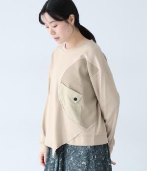 布帛切替プルオーバー(ベージュ-F)
