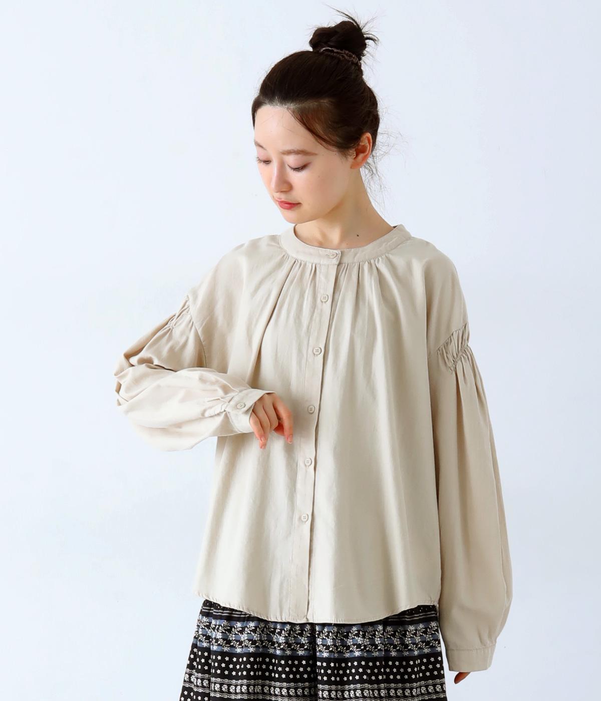 ギャザーシャツ(ベージュ-F)