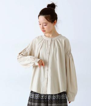 ギャザーシャツ(ベージュ-F)