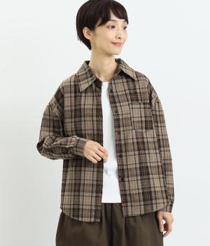 オータムチェックショートシャツ(ブラック-F)