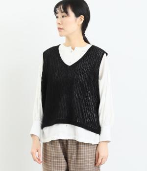 ニットベスト(チャコール-F)