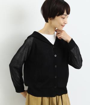 フード付きカーディガン(ブラック-F)