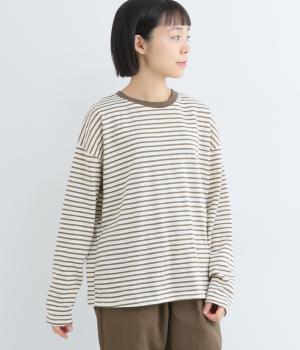 細ボーダープルオーバー(ブラウン-F)