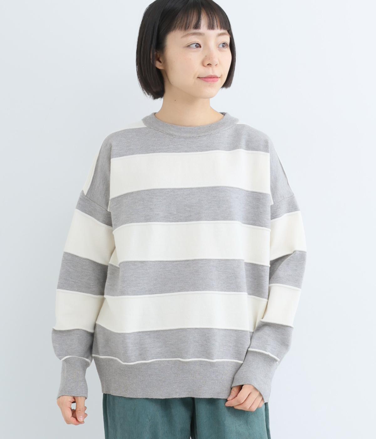 太ボーダープルオーバー(グレー-F)