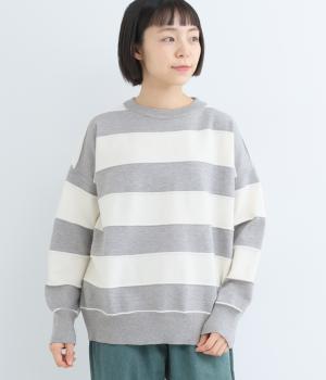 太ボーダープルオーバー(グレー-F)