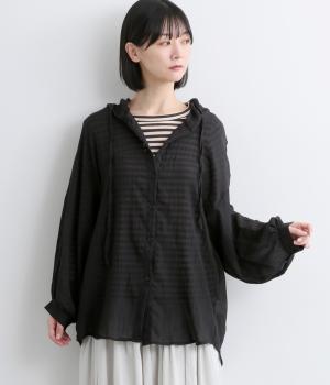 シアートップス前開きパーカー(ブラック-F)