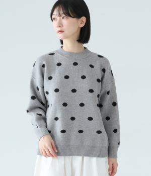 ミドルゲージニットドットプルオーバー(グレー-F)