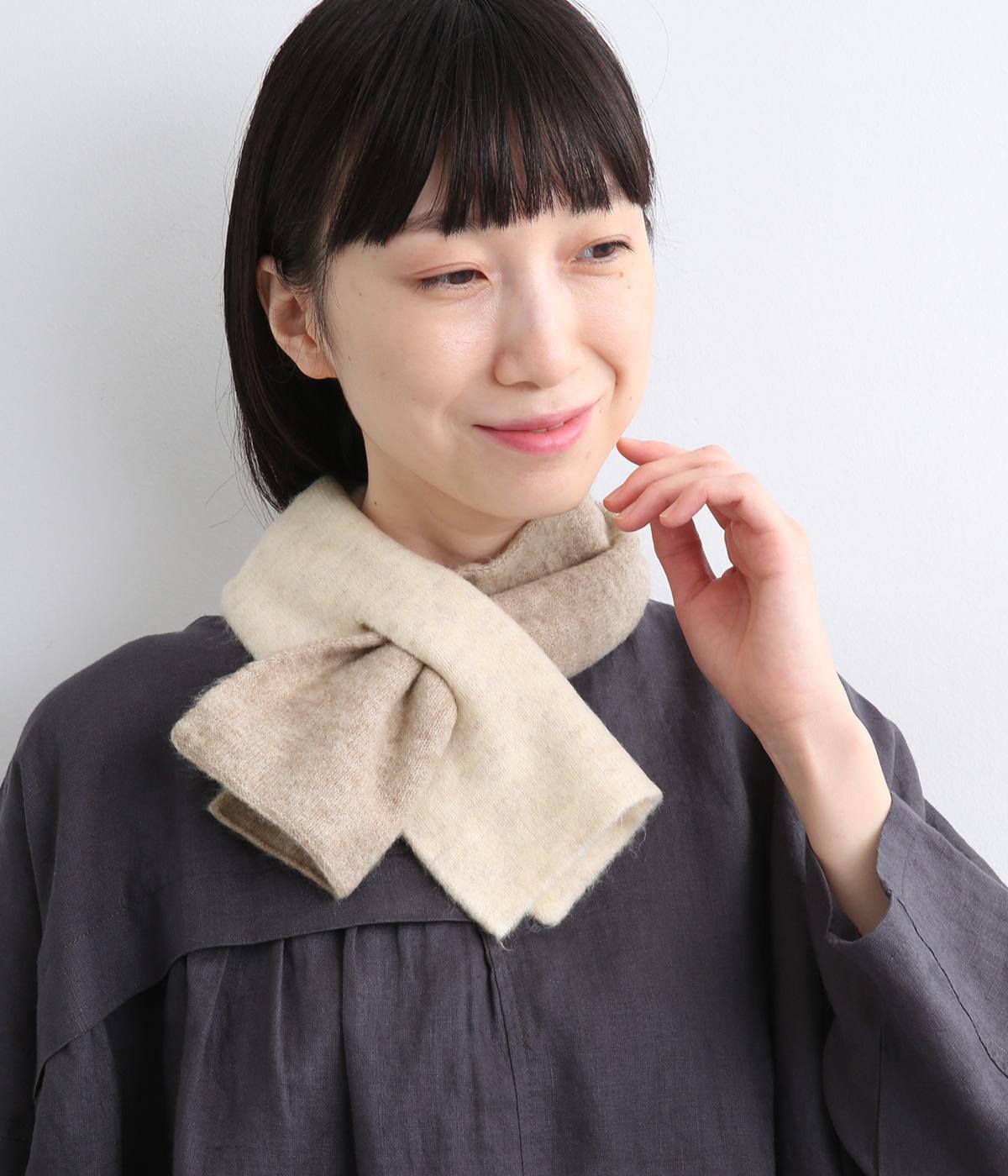 バイカラーミニマフラー(ベージュ-F)