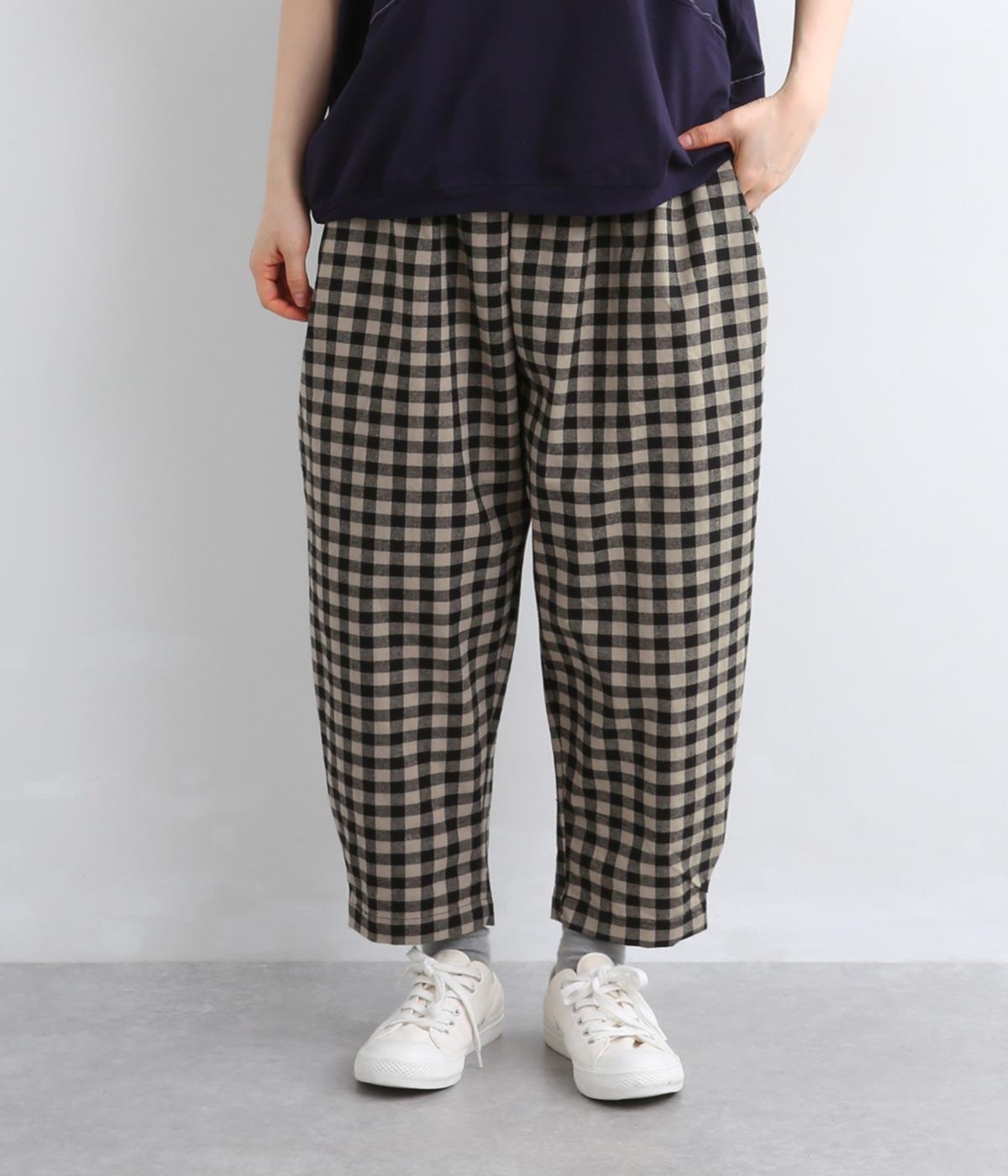 ラージギンガムサイドタックコクーンパンツ(ナチュラル-F)