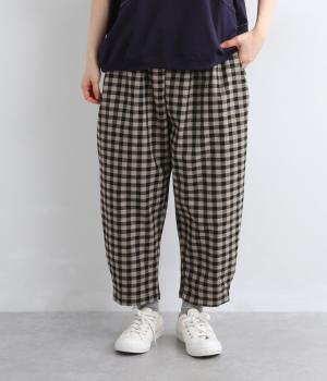 ラージギンガムサイドタックコクーンパンツ(ナチュラル-F)