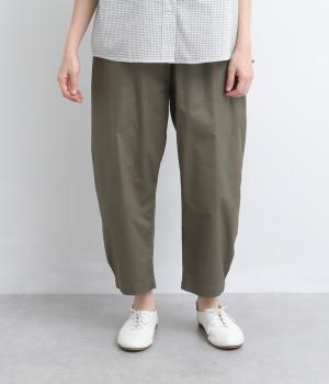 ストレッチツイルサイドタックコクーンパンツ(カーキ-F)