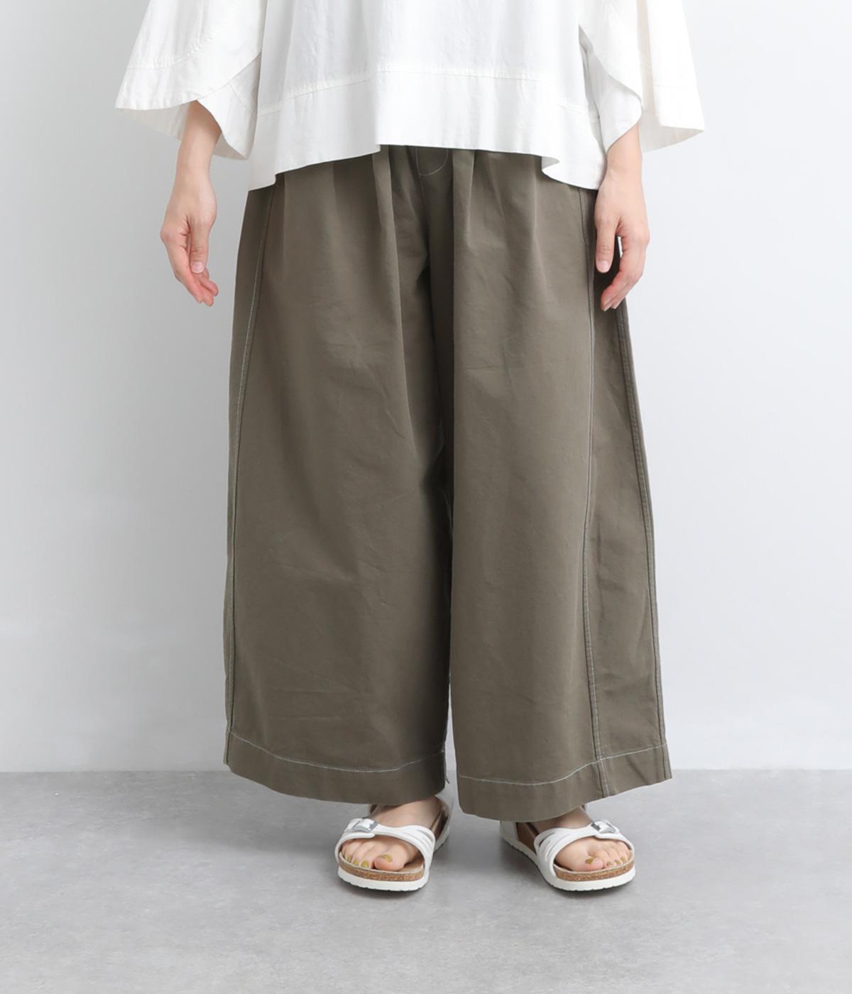 コットンツイル　ワーク風パンツ(カーキ-F)