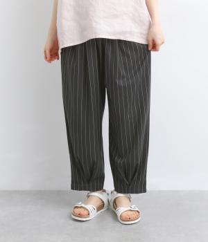 ピンストライプ　裾タックパンツ(チャコール-F)