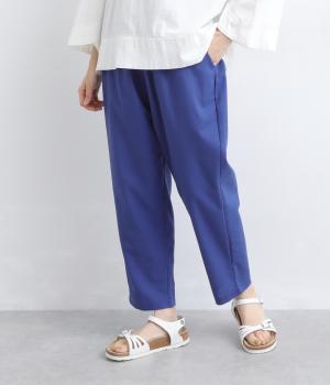 リネン混　テーパードパンツ(ブルー-F)