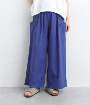 リネン混　フィッシャーマンパンツ(ブルー-F)