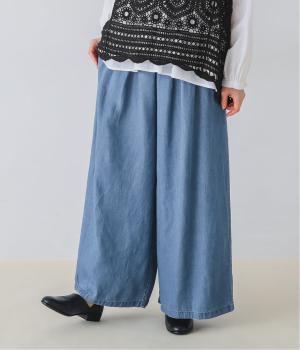 ウエストタックデニムパンツ(ブルー-F)