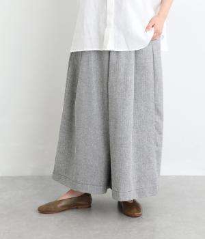 サマーヘリンボーンワイドタックパンツ(チャコール-F)