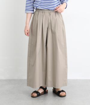 ストレッチツイルイージーワイドタックパンツ(ベージュ-F)