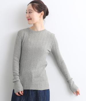 オーガニックコットンランダムリブクルーネックプルオーバー