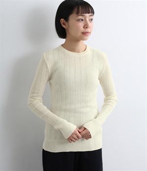 オーガニックコットンランダムリブクルーネックプルオーバー(アイボリー-ONESIZE)