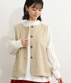 コットンツイルベスト(ベージュ-ONESIZE)
