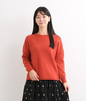 アルパカウール丸首プルオーバー(レッド-ONESIZE)