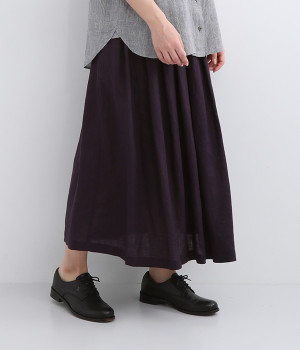 リトアニアリネン タックロングスカート(パープル-ONESIZE)