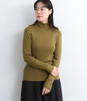 コットンレーヨンシルクタートルネックプルオーバー