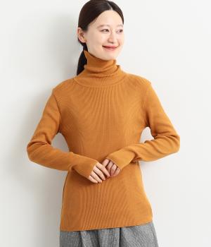 コットンレーヨンシルクタートルネックプルオーバー(キャメル-F)