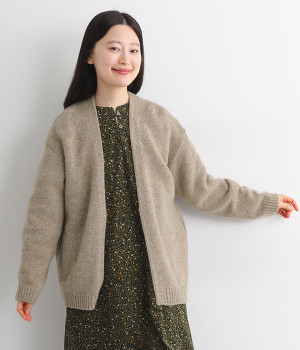 ウールネップカーディガン(ベージュ-ONESIZE)