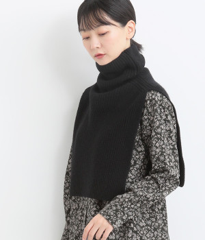 コットンウール　ネックウォーマー(ブラック-ONESIZE)