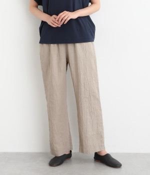 リネンワッシャーイージーパンツ(ベージュ-ONESIZE)