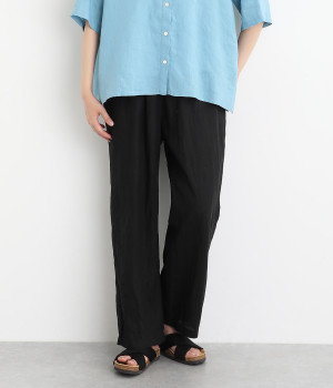 リネンワッシャーイージーパンツ(ブラック-ONESIZE)