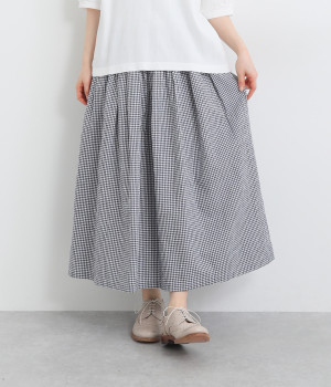 コットンタックロングスカート(格子(小)-ONESIZE)