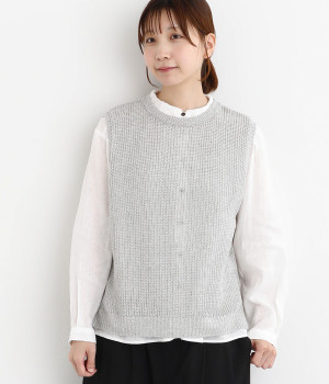 テレデランリネン畦ニットベスト(ライトグレー-ONESIZE)