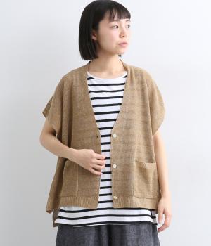 テレデランリネン畦前あきベスト(マスタード-F)