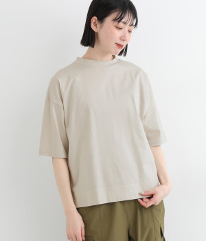 コンパクトクールモックネック5分袖プルオーバー(ライトグレー-ONESIZE)