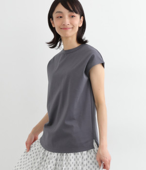 スビンコットンプラチナムスムースフレンチプルオーバー(チャコールグレー-ONESIZE)