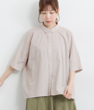 コットンローン襟付きブラウス(ライトグレー-ONESIZE)
