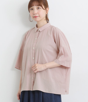 コットンローン襟付きブラウス(ピンク-ONESIZE)