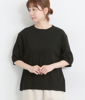 ビワコットンパフスリーブプルオーバー(ブラック-ONESIZE)