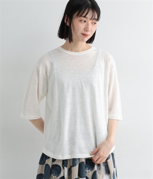 リネンジャージクルーネックTシャツ(オフホワイト-ONESIZE)
